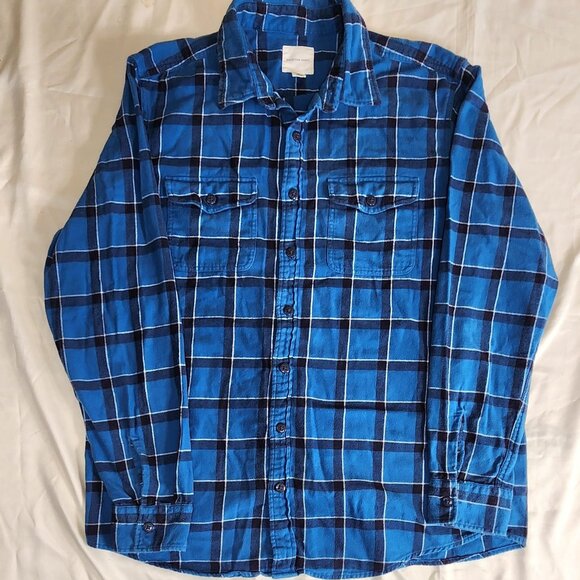 American Eagle Men’s Flannel Shirt XLT Tall Blue Plaid Button Front Long Sleeve - Picture 1 of 8